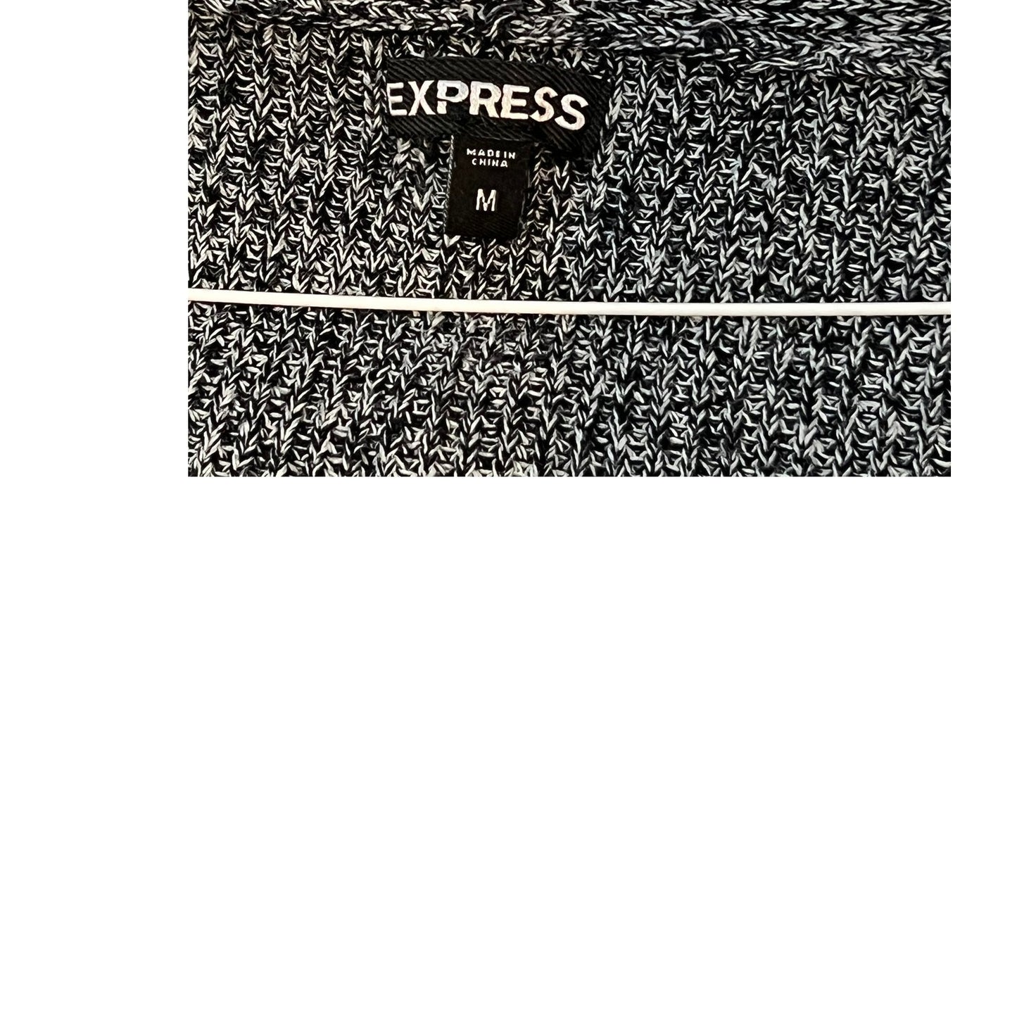 Express V Neck Black Gray Cableknit Sweater Womans Medium