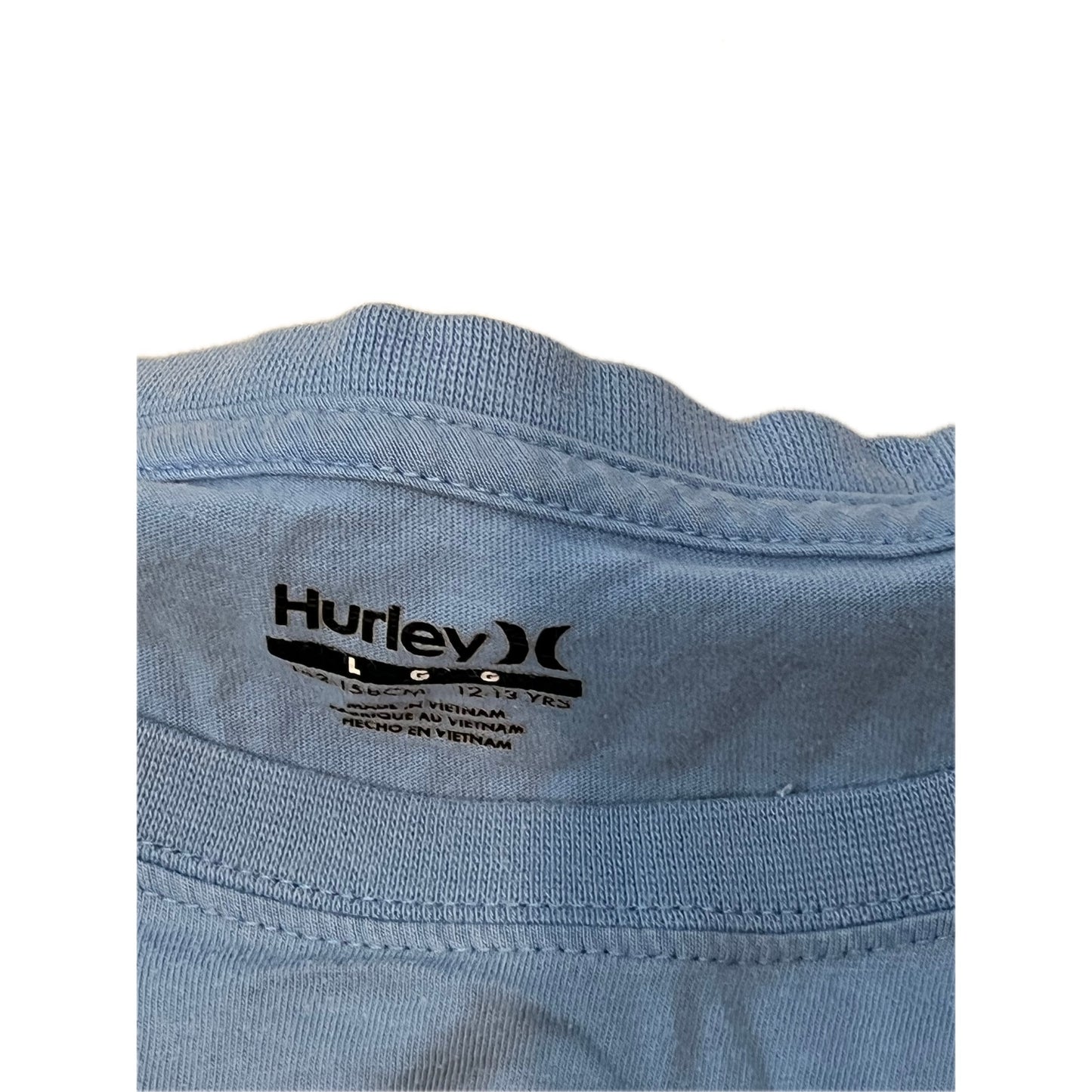 Hurley Smiling Shark Blue T-Shirt Boys Sz Large