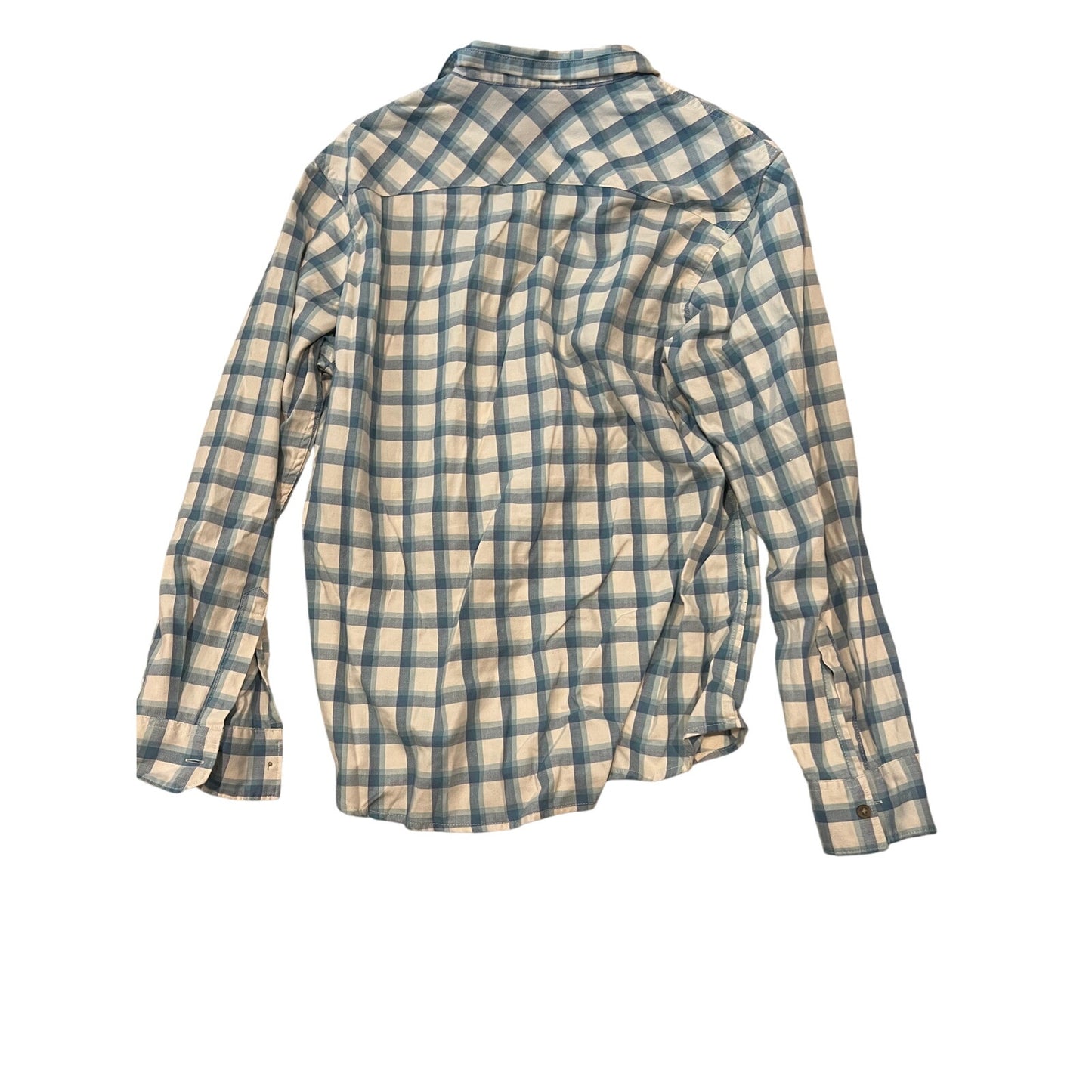 Wrangler Blue White Checked Flannel Button Down Shirt Mens L