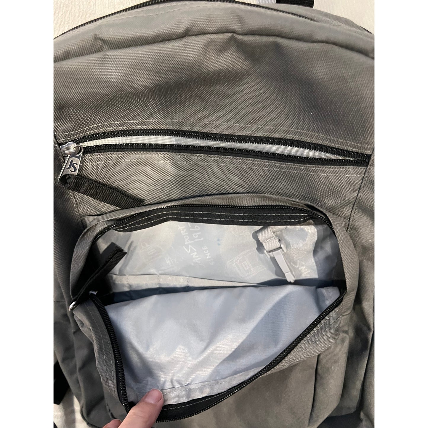 JanSport Big Student 3 Section Gray Black Backpack