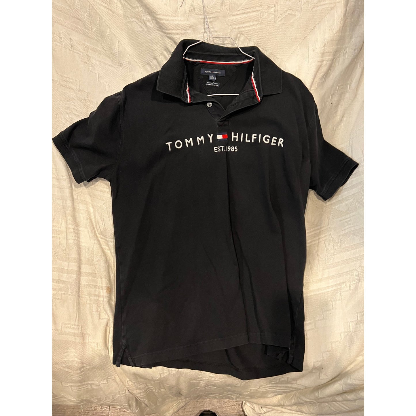 Tommy Hilfiger Black Polo Shirt Mens XL