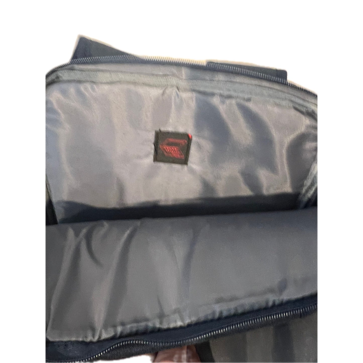Target Clamshell Blue Faux Leather Accent Travel Backpack