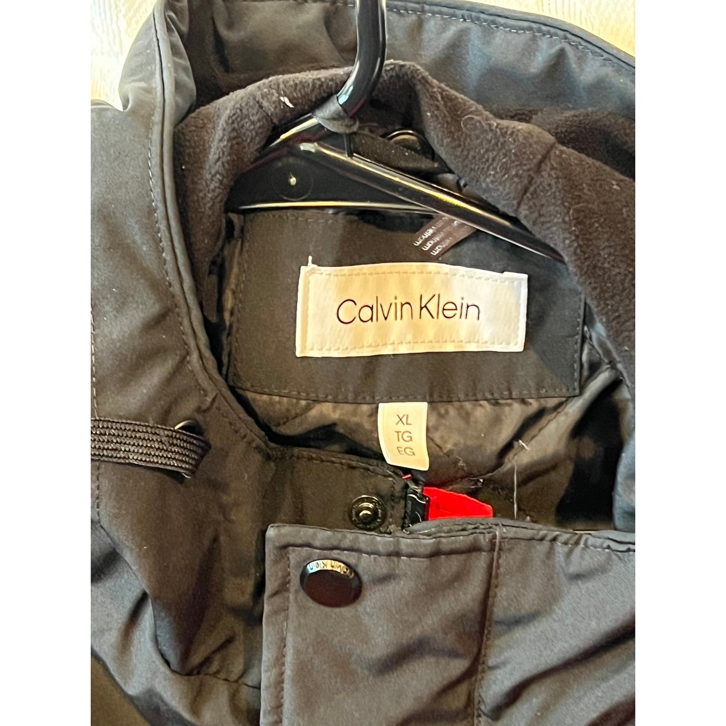 Calvin Klein Lined Parka Jacket Red Black Mens XL