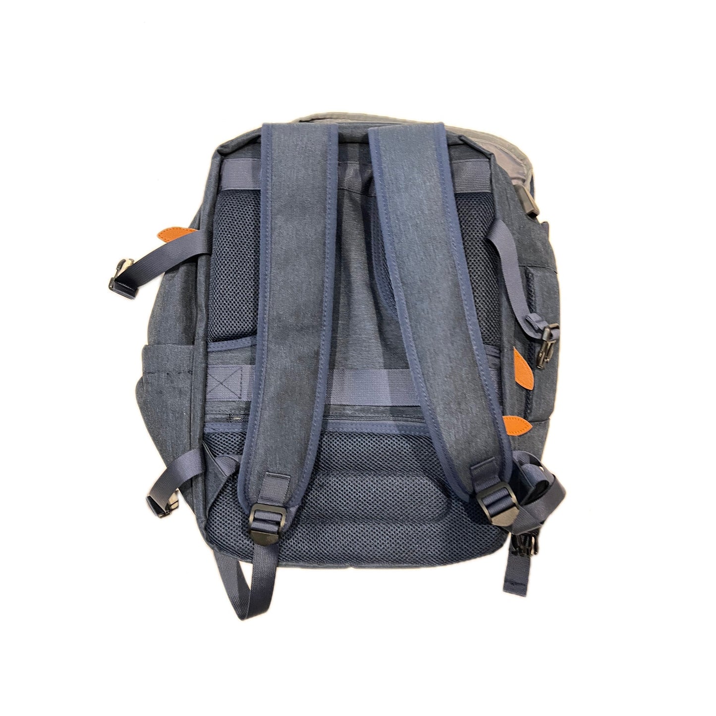 Target Clamshell Blue Faux Leather Accent Travel Backpack