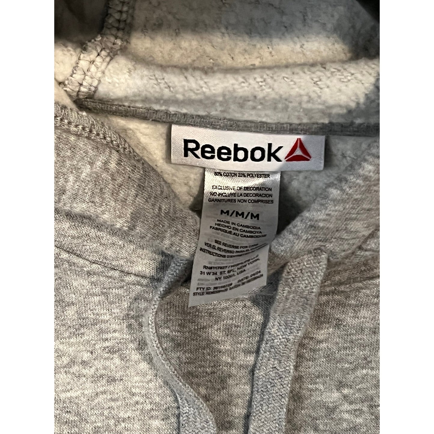 Reebok Gray Pullover Hoodie Mens M