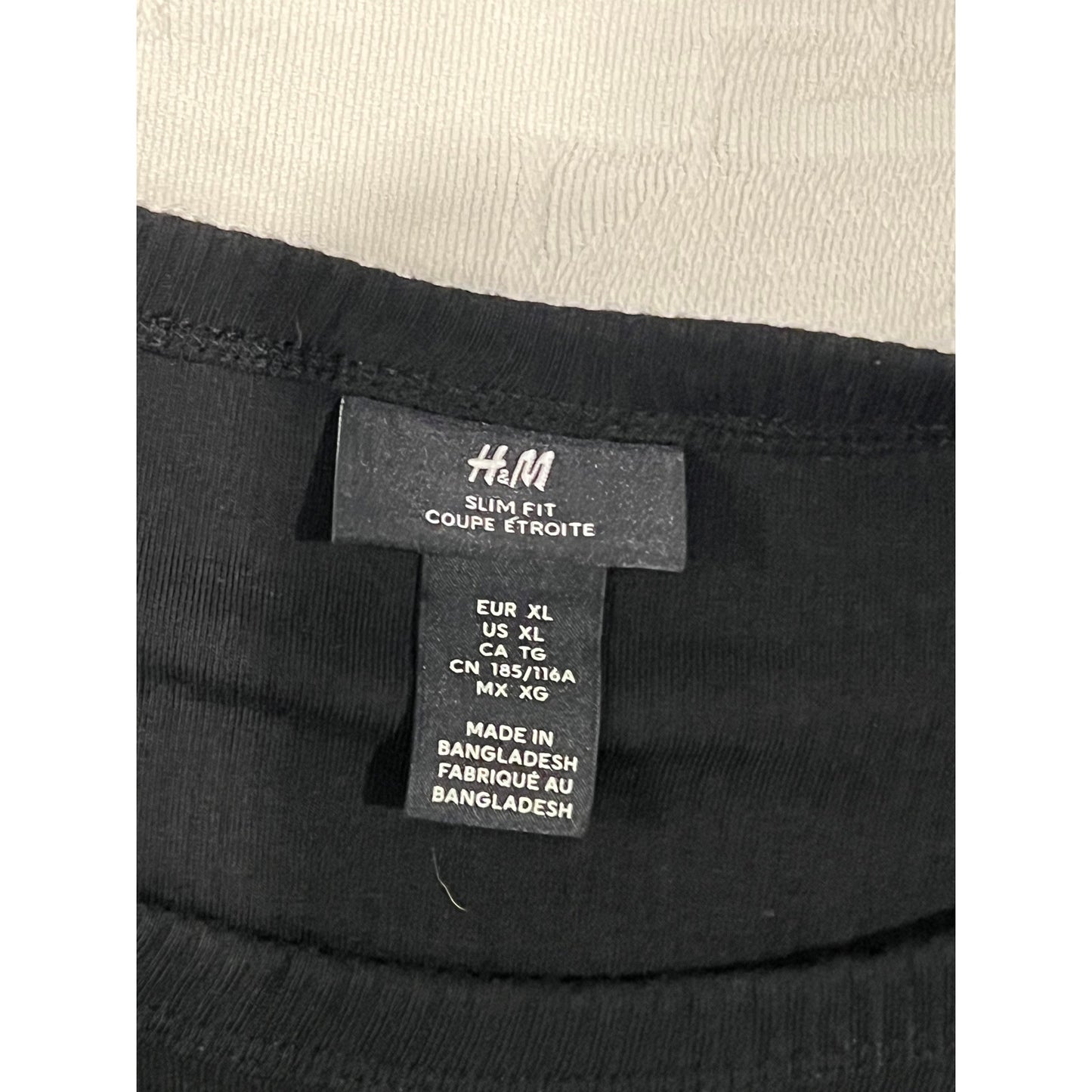 Camiseta Negra Slim Fit H&M Hombre XL