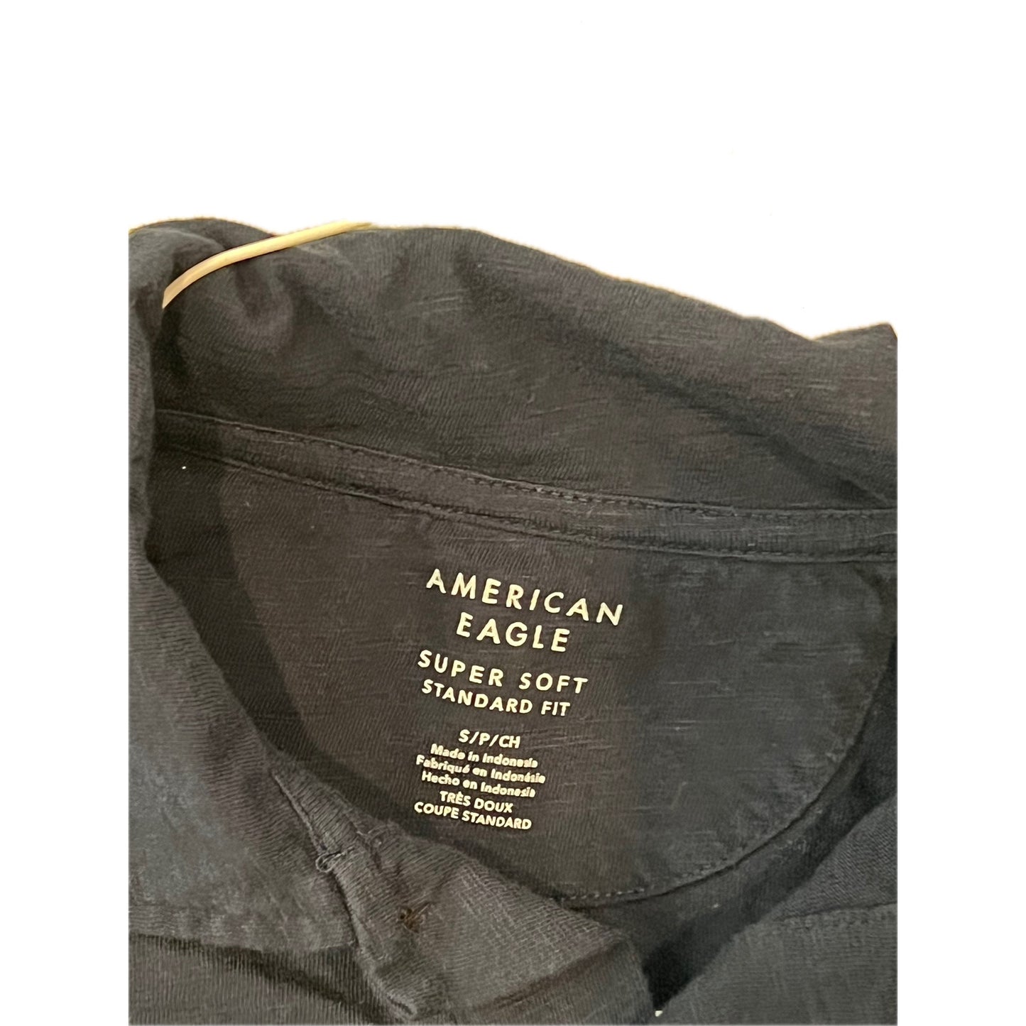 American Eagle Polo Homme Noir Super Doux S