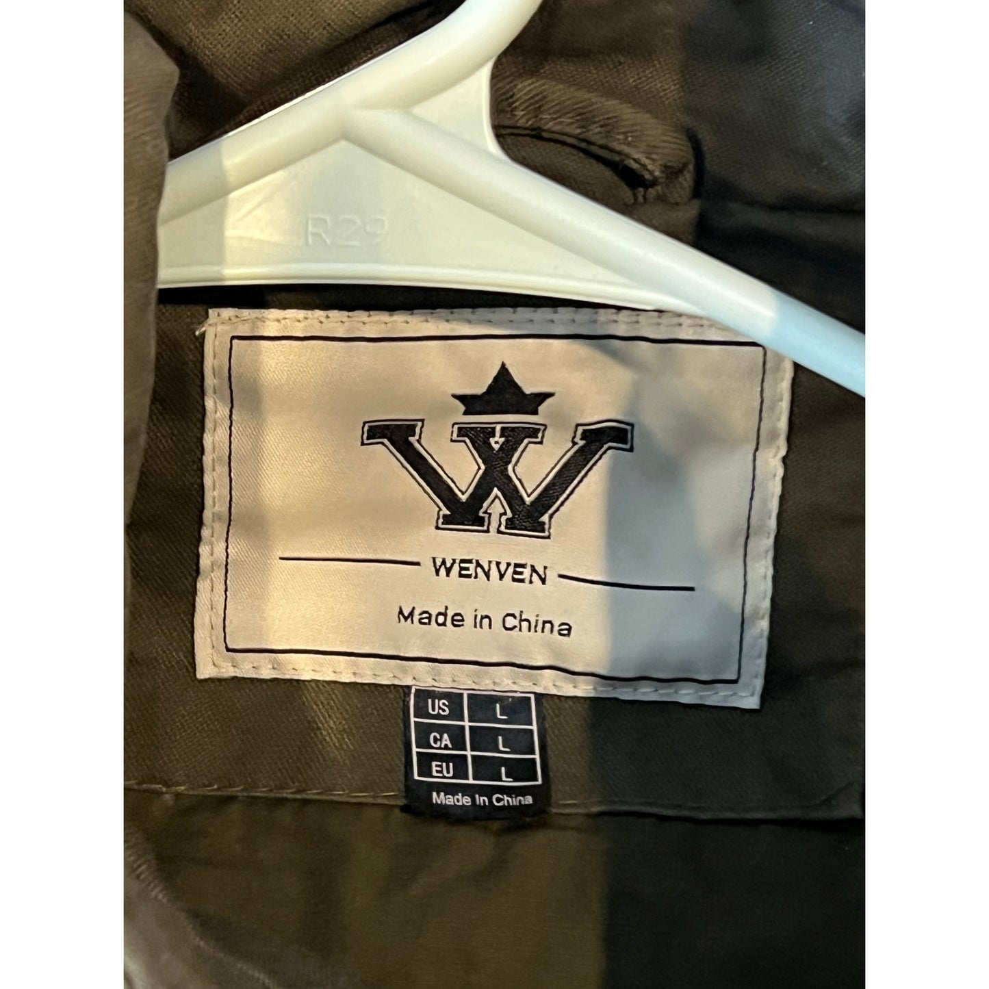 Wenven Denim Chaqueta regular de mezclilla verde militar para hombre, talla L