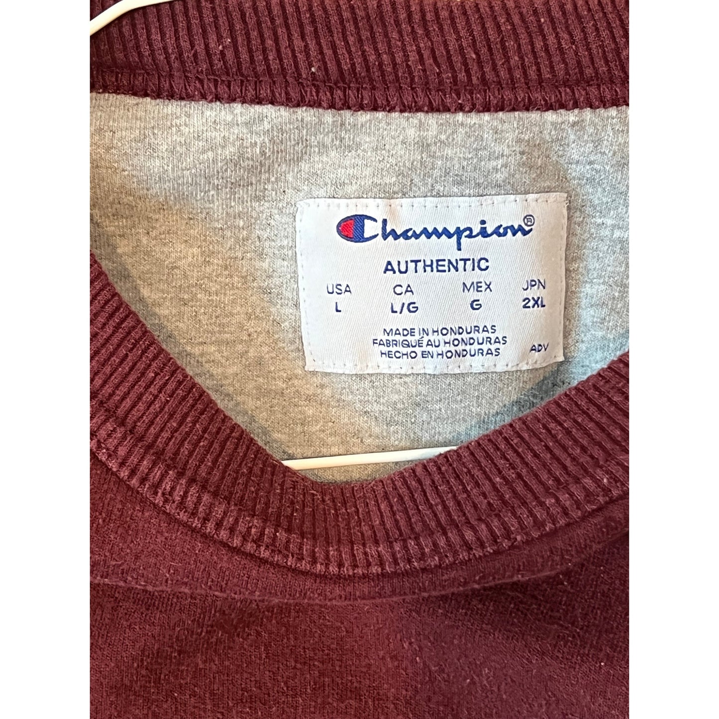 Champion Burgundy Crew Sweatshirt Mens L