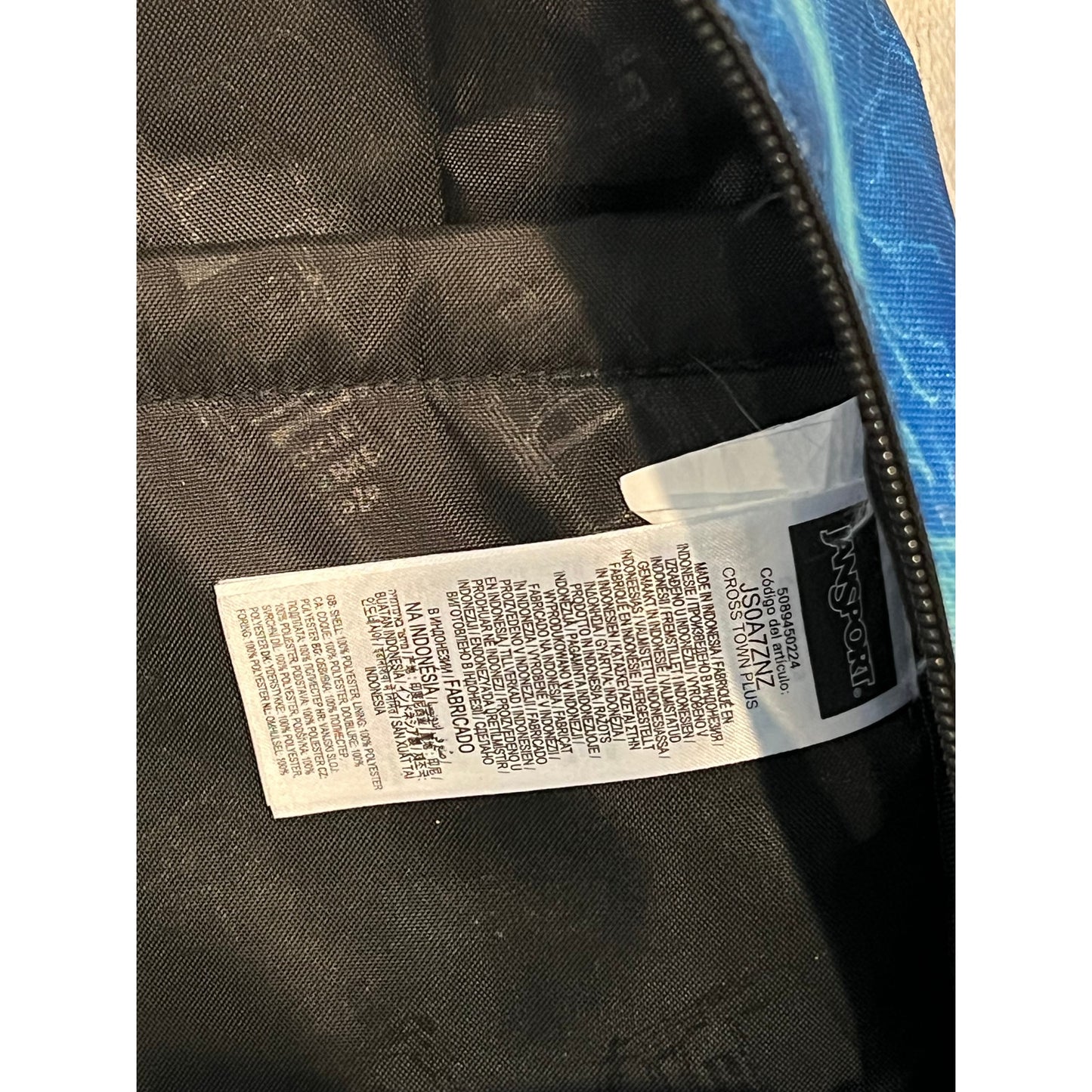 JanSport Cross Town Plus Blue lightening Pattern Backpack
