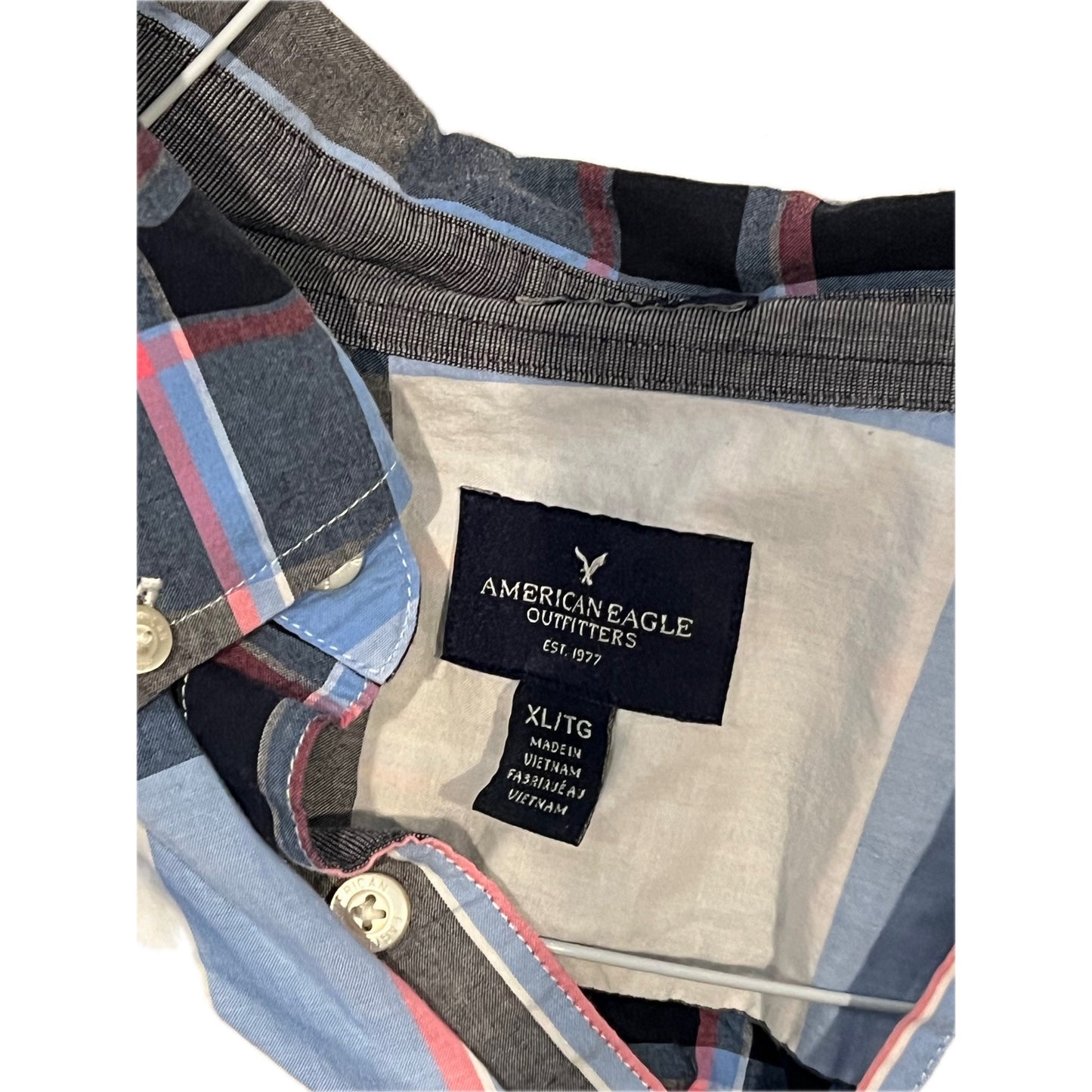 American Eagle Checked Long Sleeve T-Shirt Mens XL