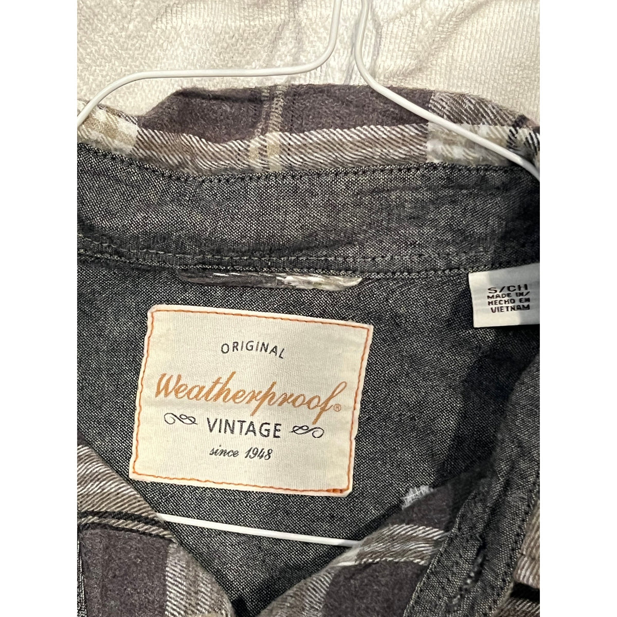 Weatherproof Vintage Gray Flannel Checked Shacket Mens Small