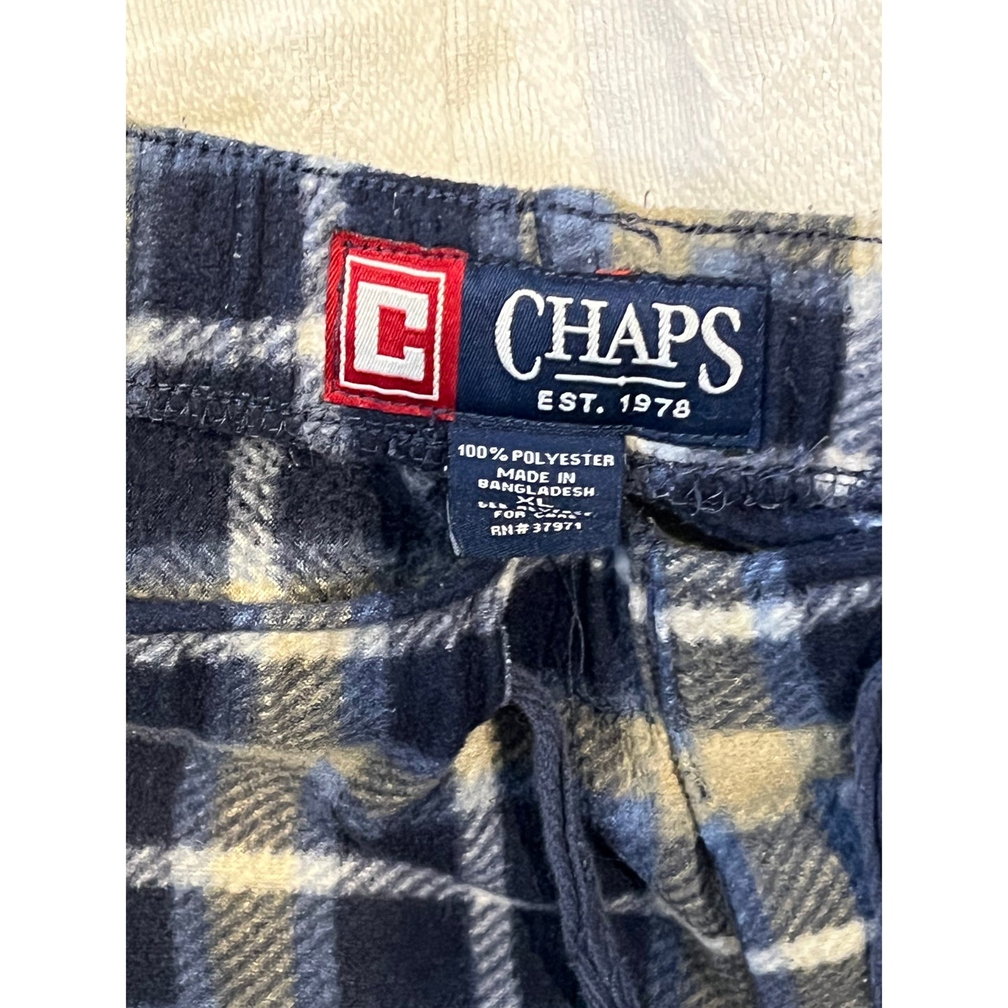 Chaps Blue Checked Fleece Sleep Pants Mens XL
