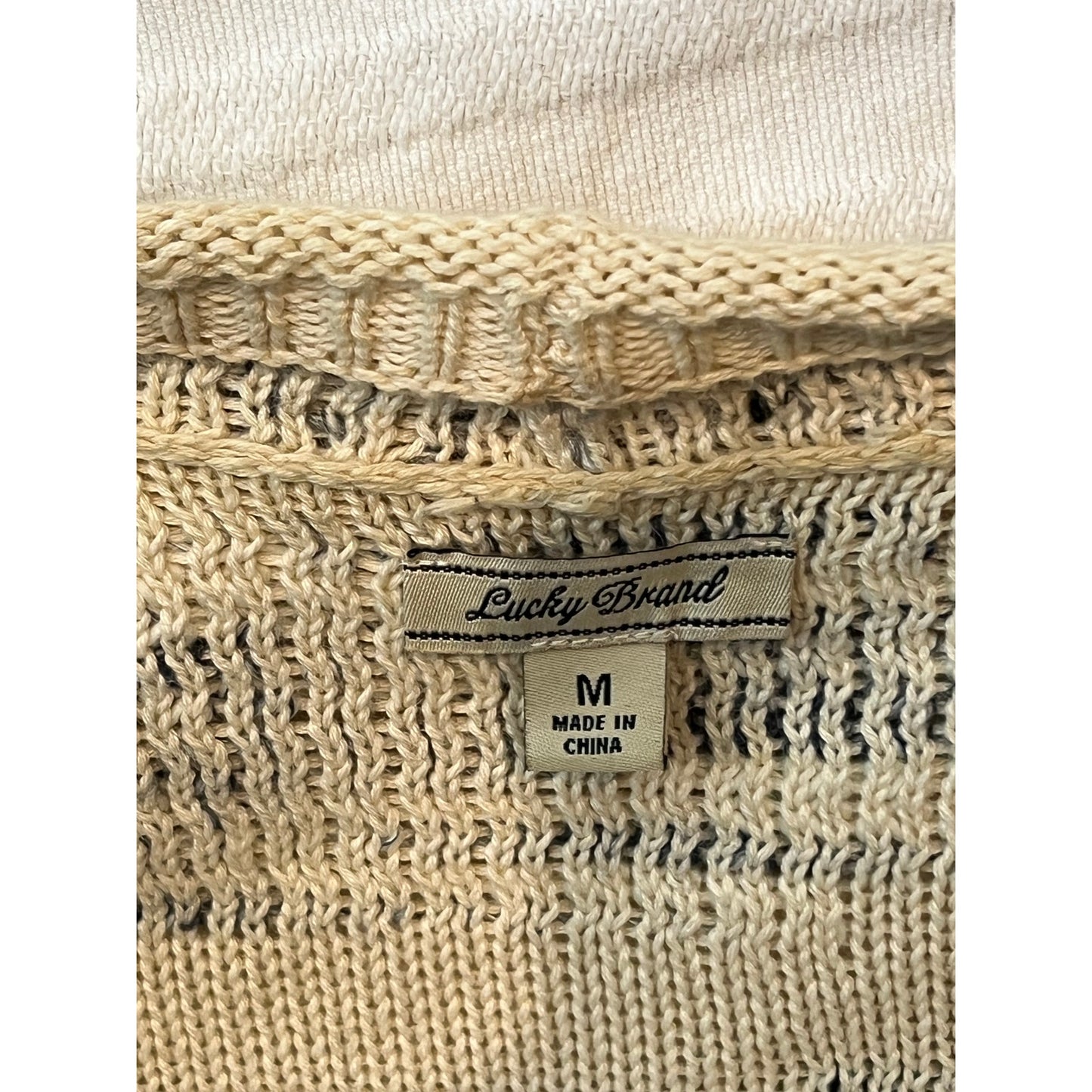 Lucky Brand Beige Gray Knitted Shawl Womans Med