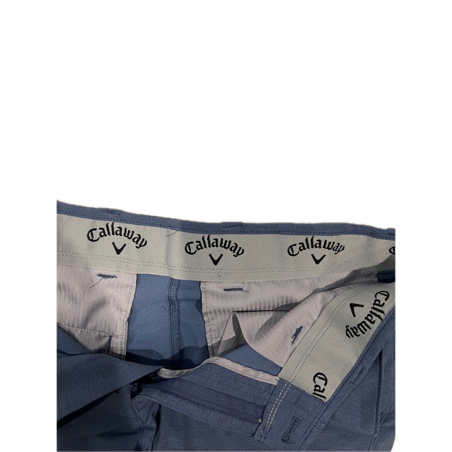 Callaway Gray Blue Flat Front Black Golf Shorts Mens W32