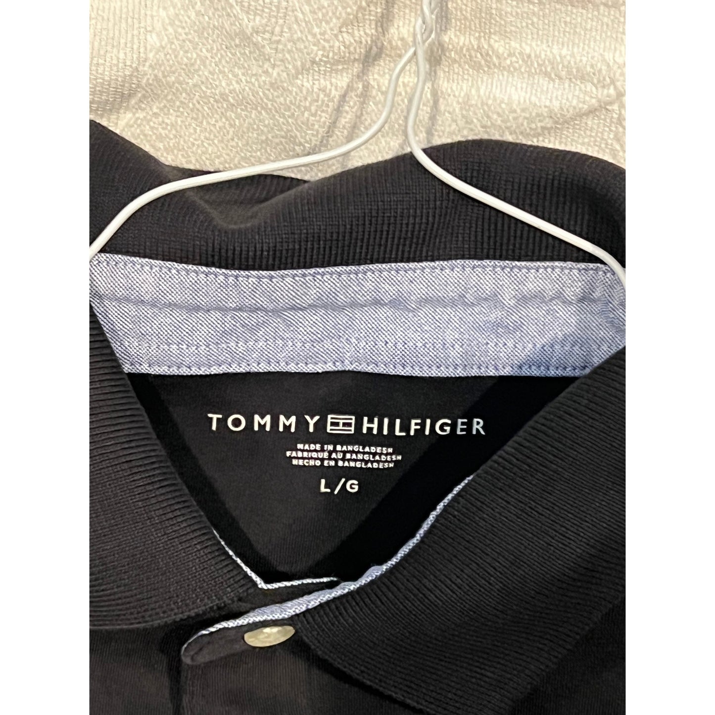 Tommy Hilfiger Black Polo Shirt Mens Large