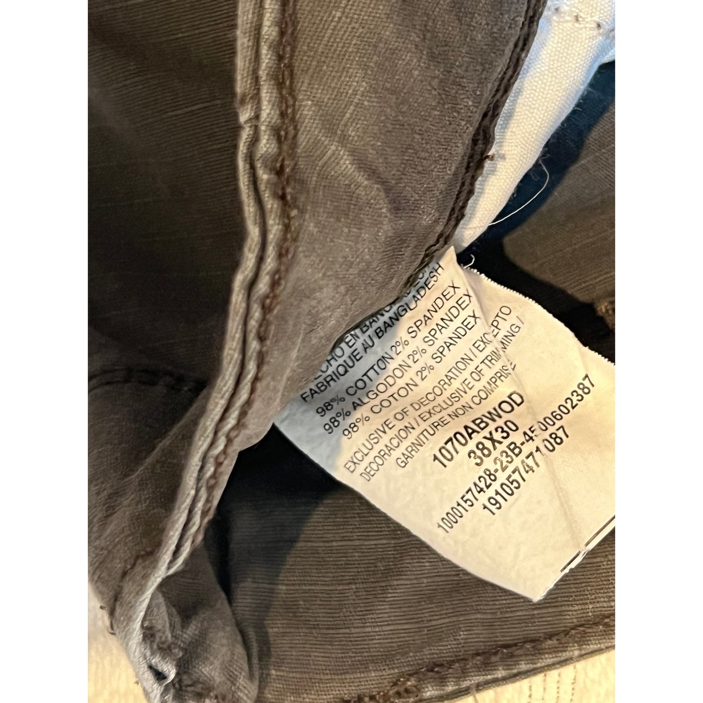 Wrangler Green/Gray Relaxed Fit Cargo Pants Mens Sz 38x30