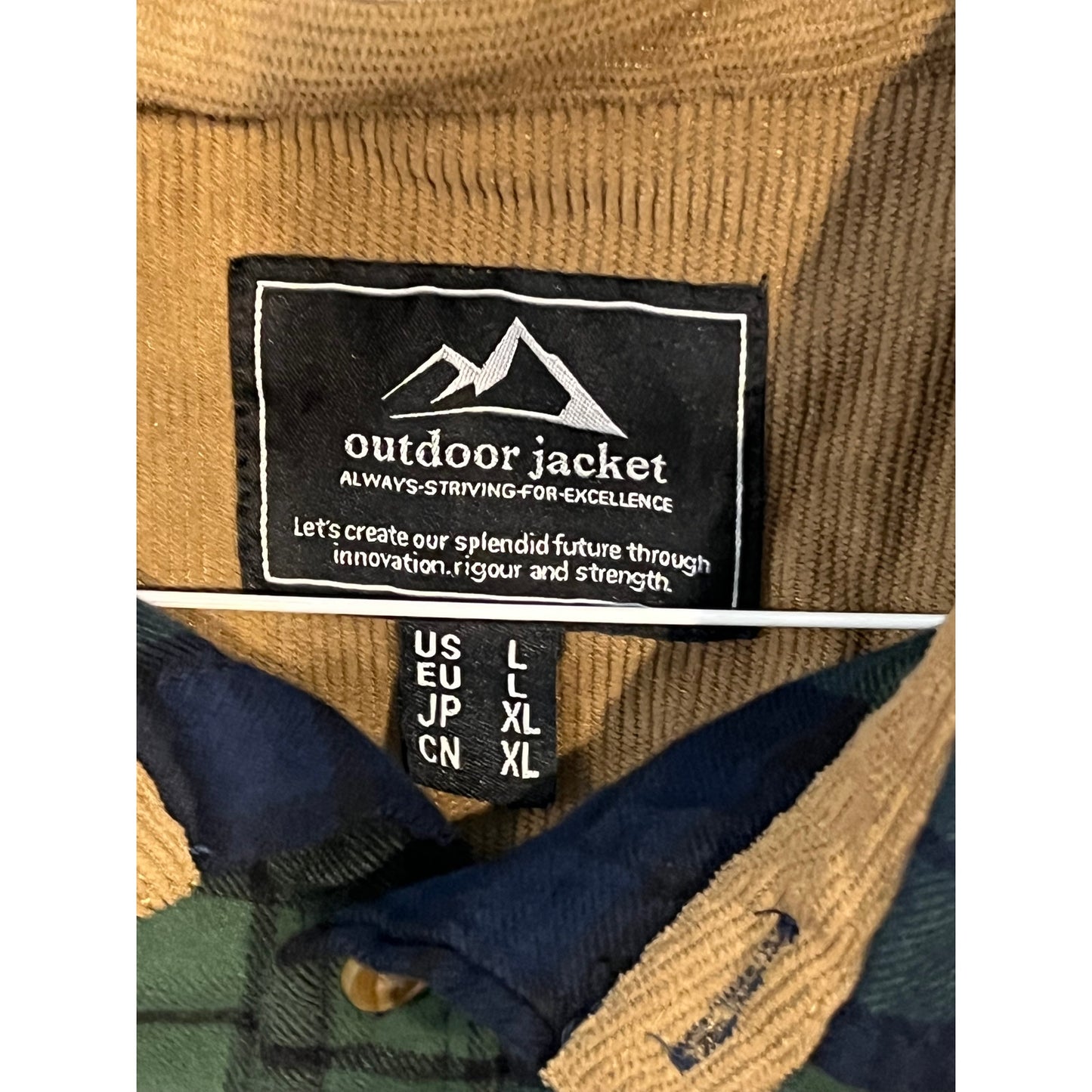 Outdoor Jacket Flannel Shirt Green Black Men's Large