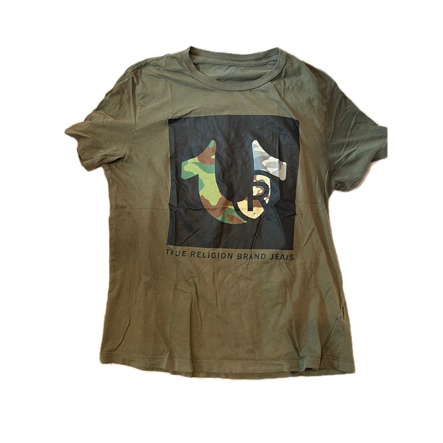 True Religion Graphic Olive Green T-Shirt Mens L