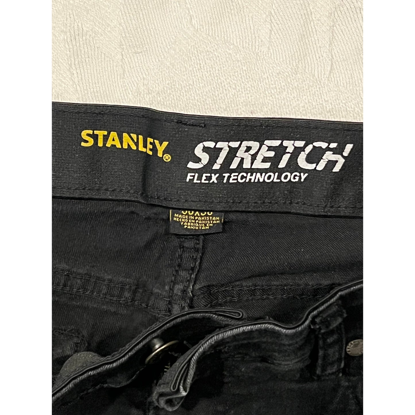 Stanley Stretch Tech Jeans corte recto negro para hombre 30x30