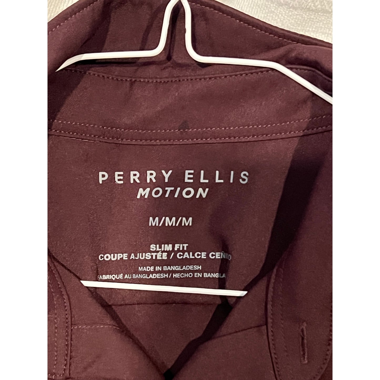 Perry Ellis Motion Slim Brown Polo Golf Shirt Mens Medium