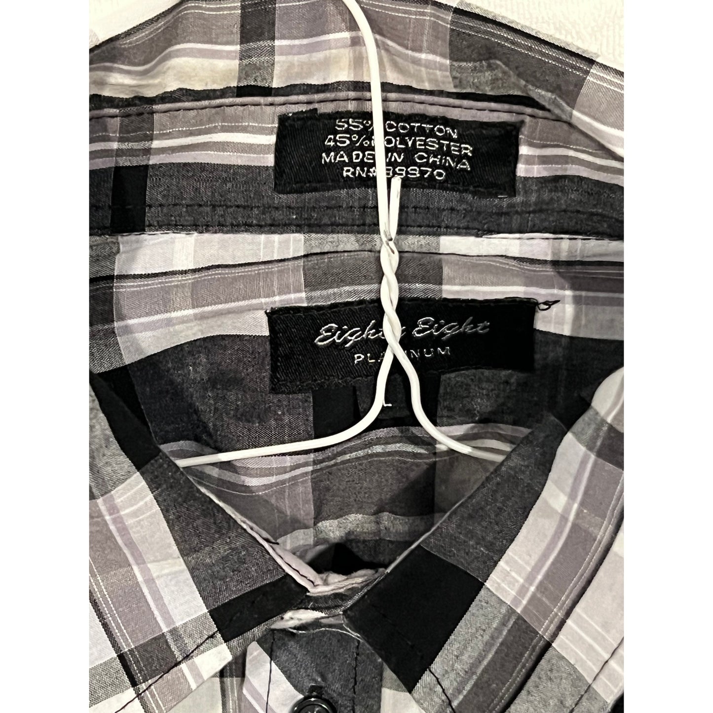 Eighty Eight Black White Long Sleeve Button Shirt Mens Lar