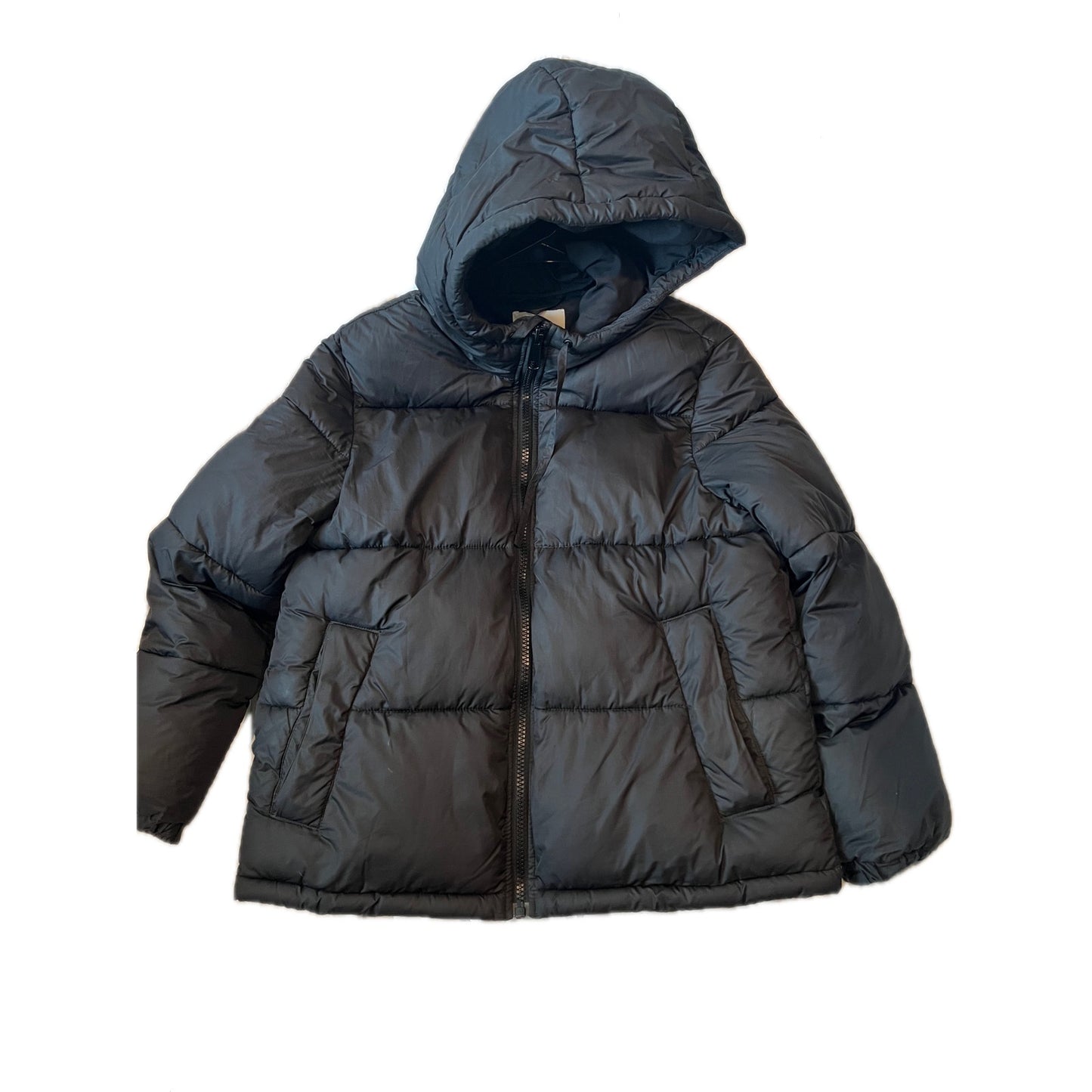 H&M Black Hooded Puffy Jacket Mens XS