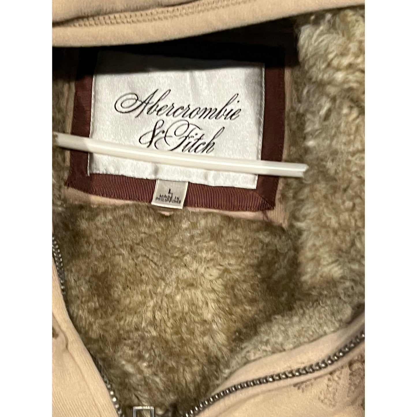 Abercrombie & Fitch Sweat à capuche zippé femme beige crème Taille L