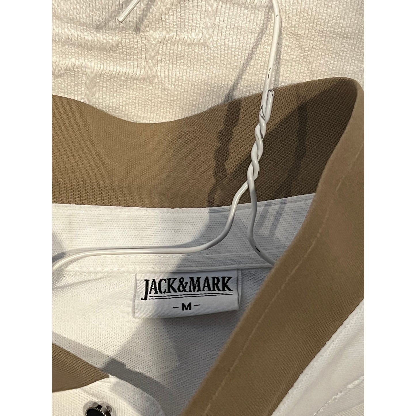 Jack and Mark Brown White Polo Golf Shirt Mens Medium