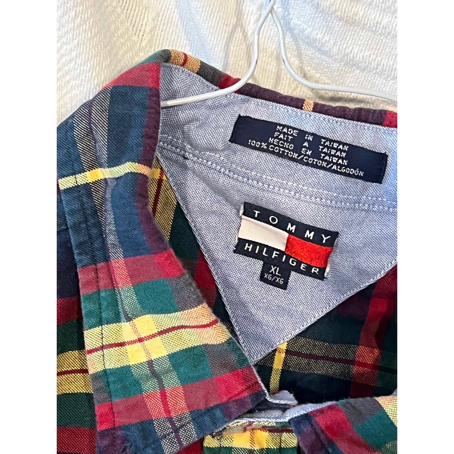 Tommy Hilfiger Checkered Short Sleeve Button Down Shirt Mens XL