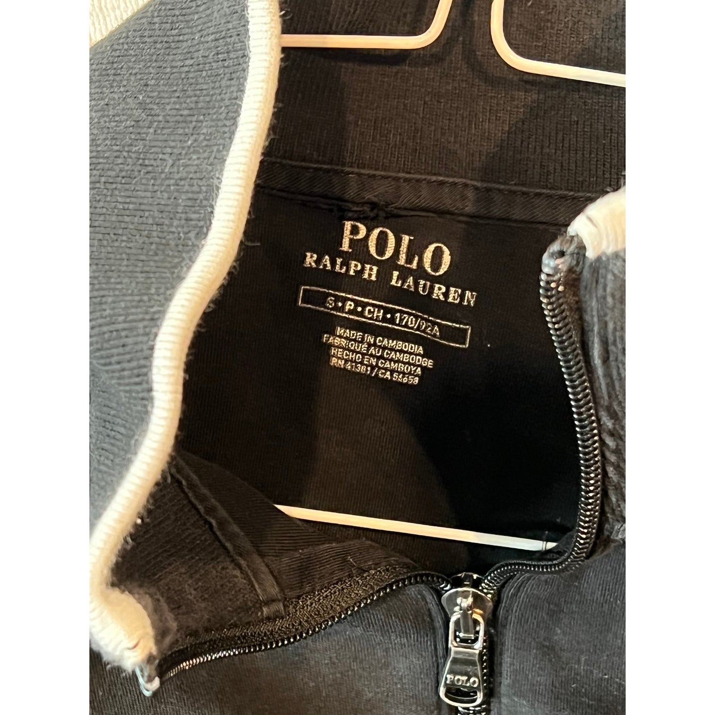 Polo Ralph Lauren Black Zip Up Collared Sweat Shirt Mens S