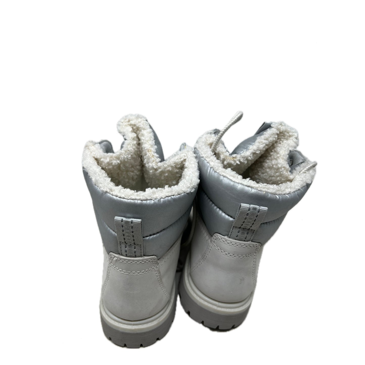 Timberland High Boot 6" Puffer White Silver Boots Womans 6.5