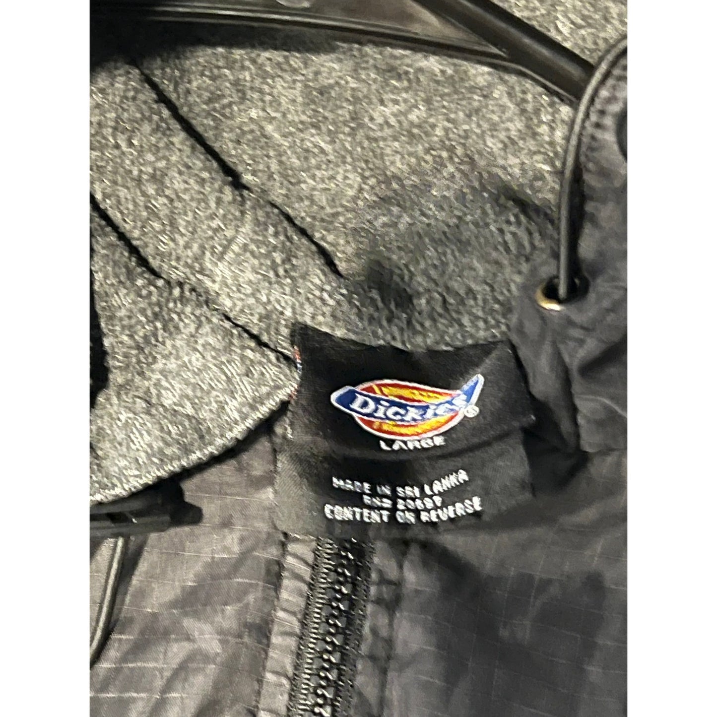 Dickies Black Hooded Lined WIndbreaker Jacket Mens Large