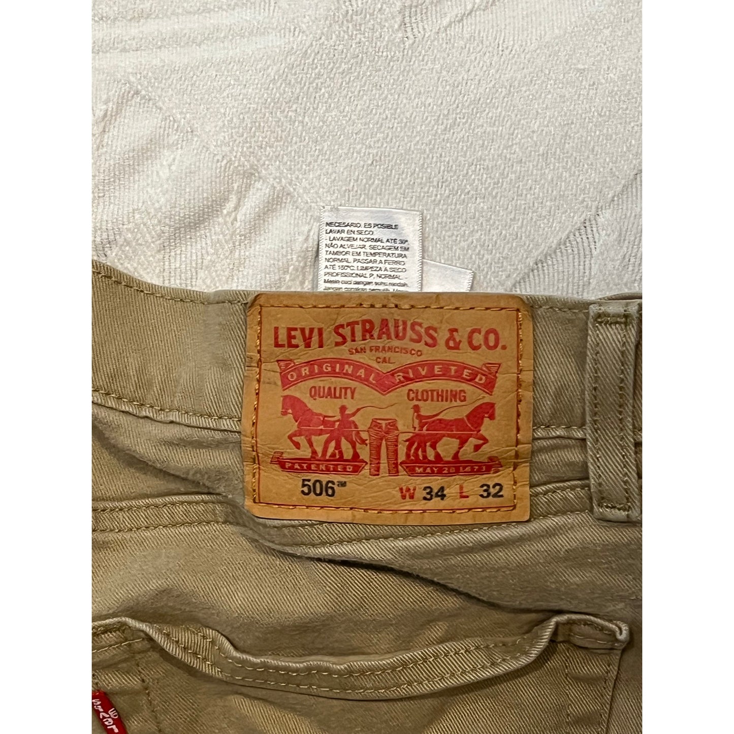 Levi's 506 Comfort Straight Fit Tan Jeans Mens 34x32