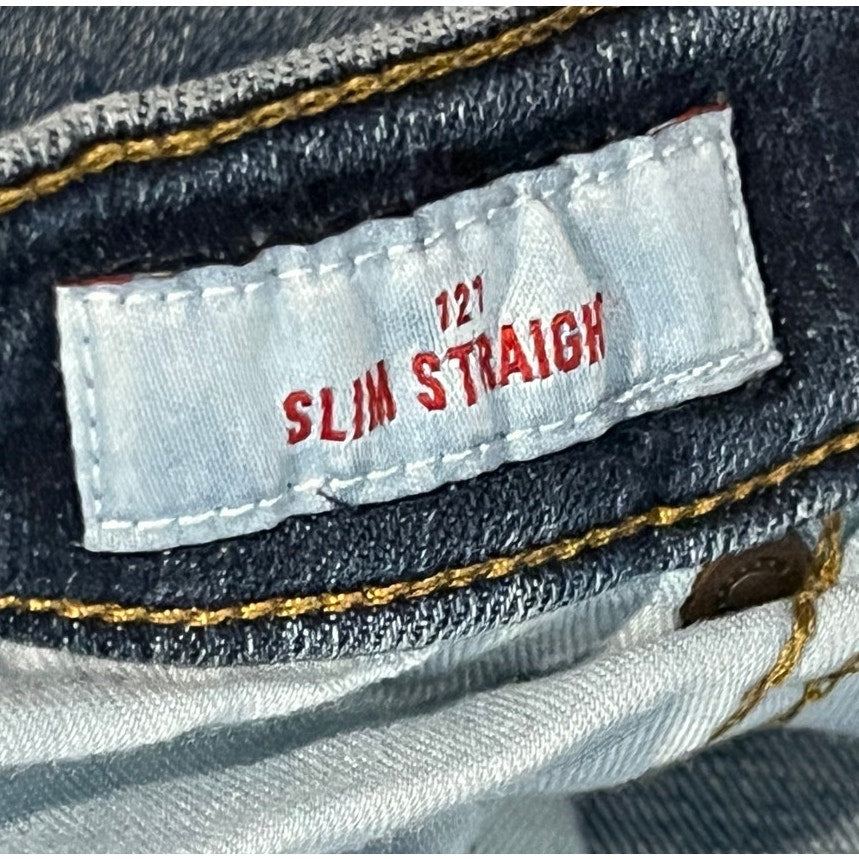 Lucky Brand 121 Slim Straight Blue Jeans Mens 33x32