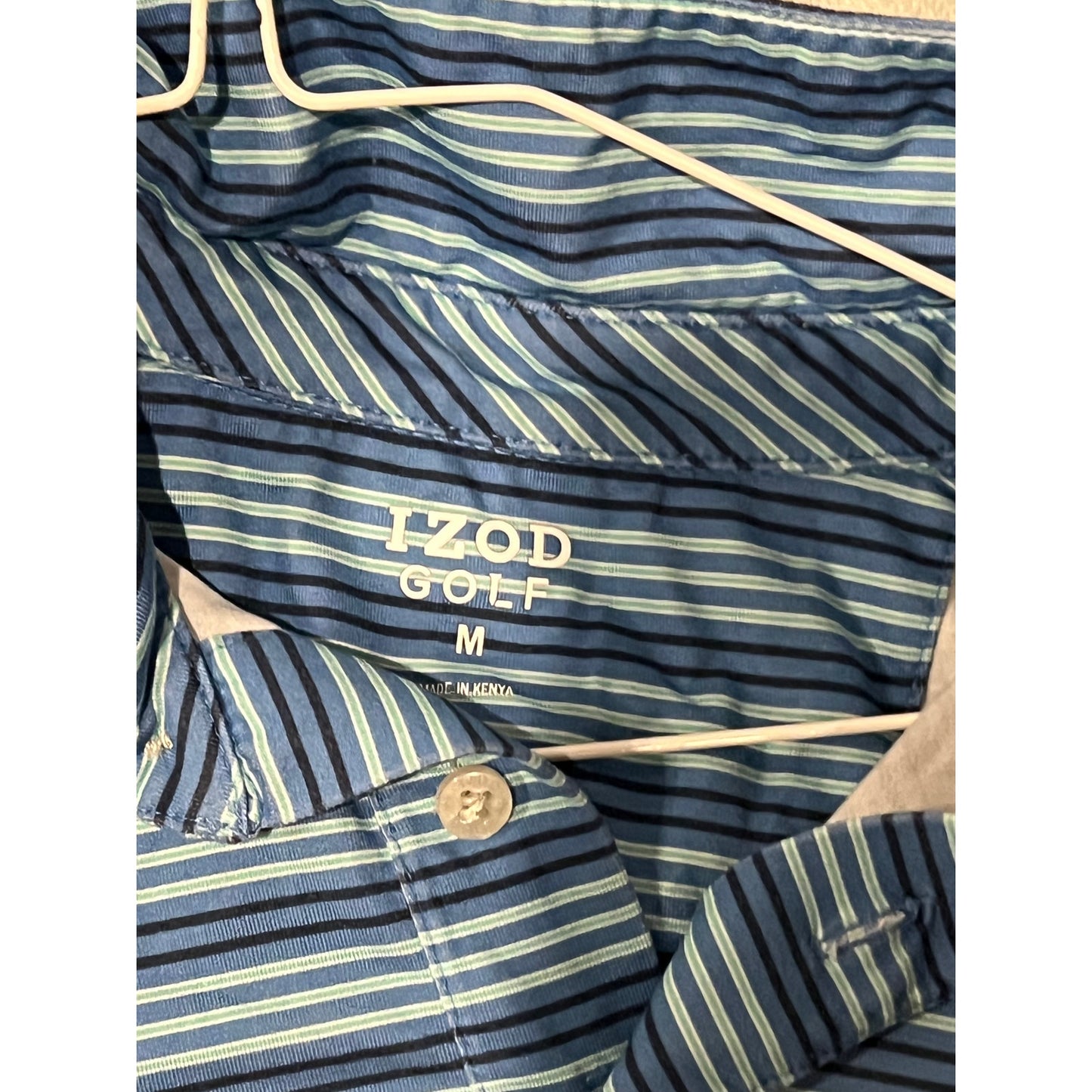 Polo de golf Izod vert et bleu pour homme, taille M