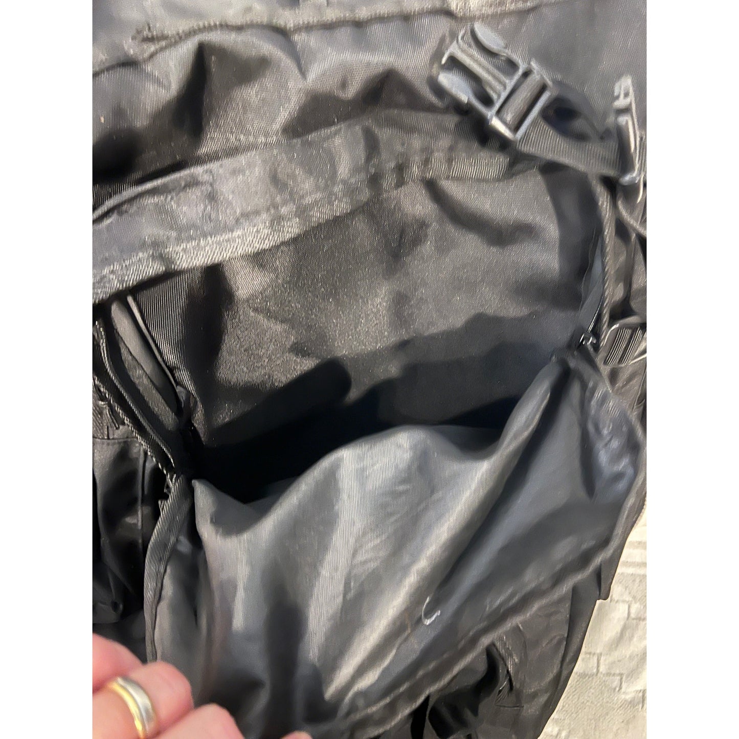No Label Top Loading Black Canvas Tactical Backpack