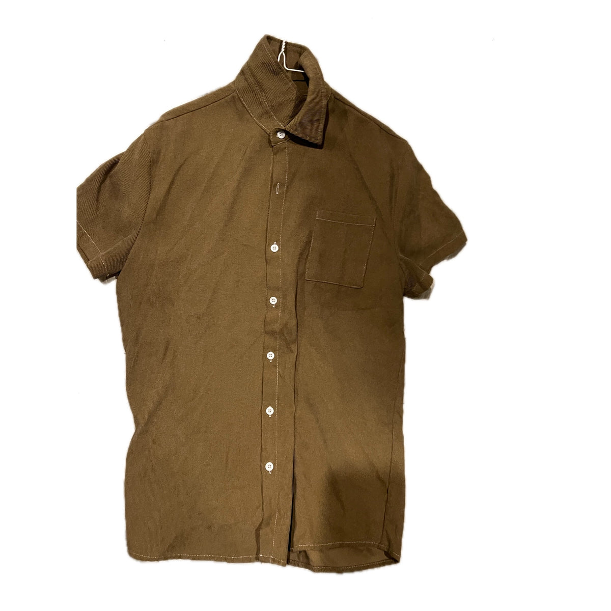 Romwe Corduroy Like Button Down Short Sleeve Shirt Mens Med
