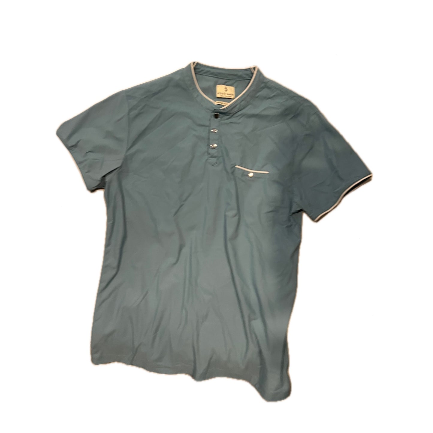 Scott James England Light Blue Snap Polo Mens Large