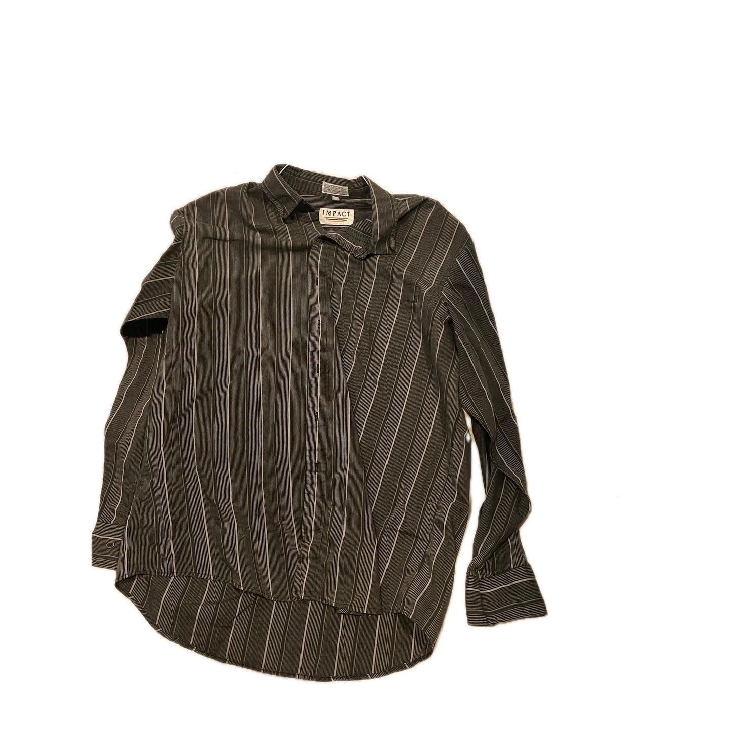 Impact Regular Fit Long Sleeve Stripe Shirt Mens Large Black