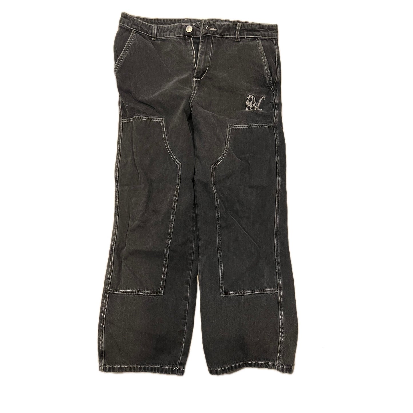 8THWNDR Washed Baggy Black Skater Carpenter Jeans 34x30