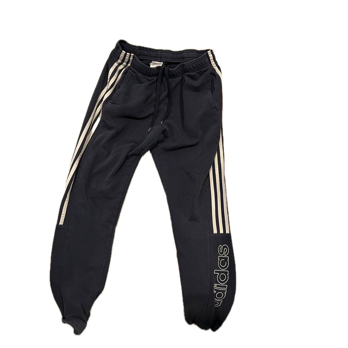 Adidas Black White Cuffed Ankle Joggers Mens Med