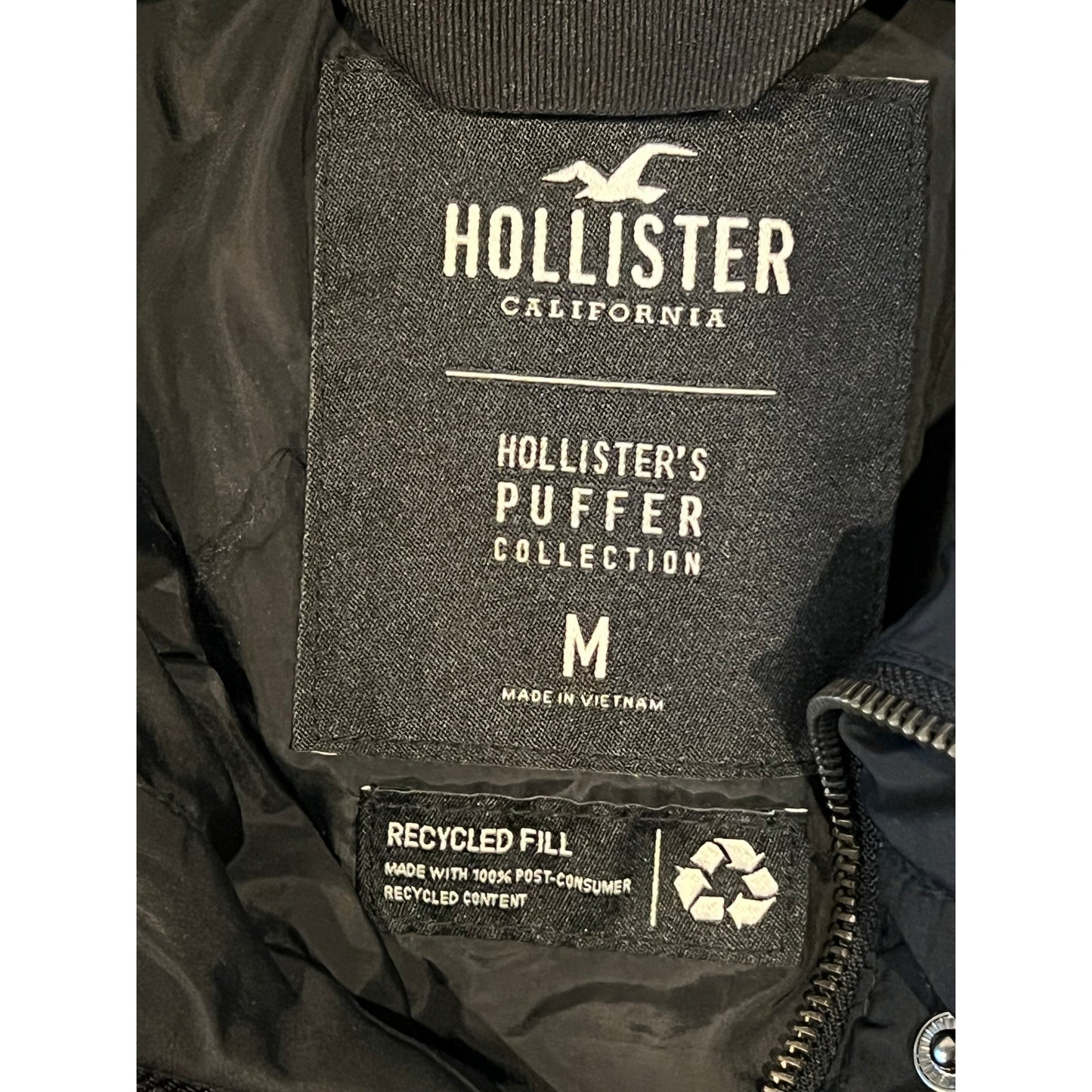 Hollister Cropped Quilted Puffer Black Jacket Womans M
