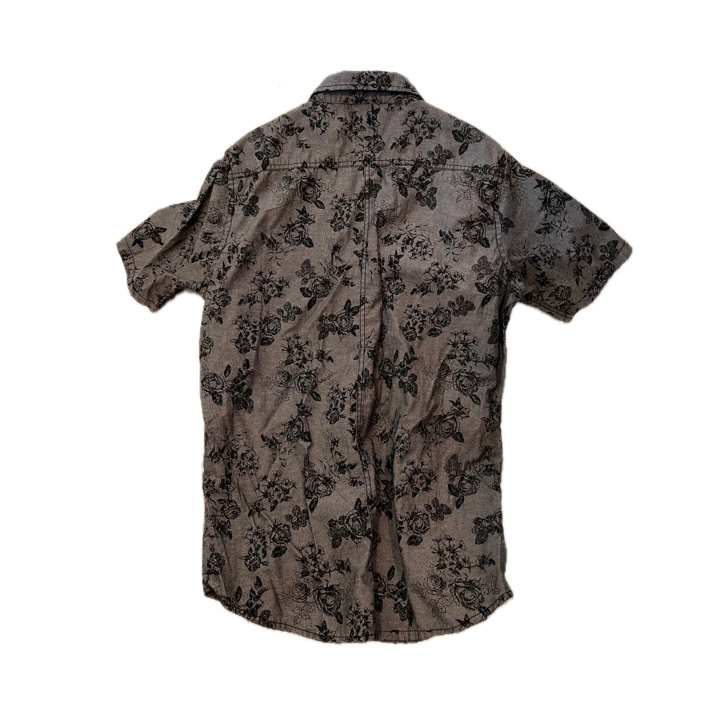 Subculture Imprimé Gris Noir Chemise Manches Courtes Homme Large