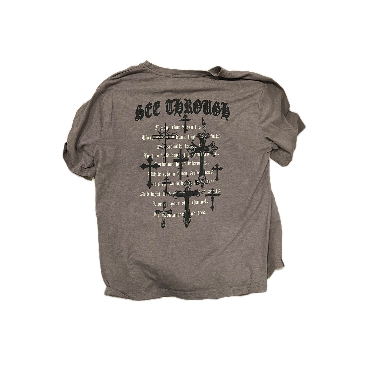 Camiseta gris transparente Romwe, talla L para hombre