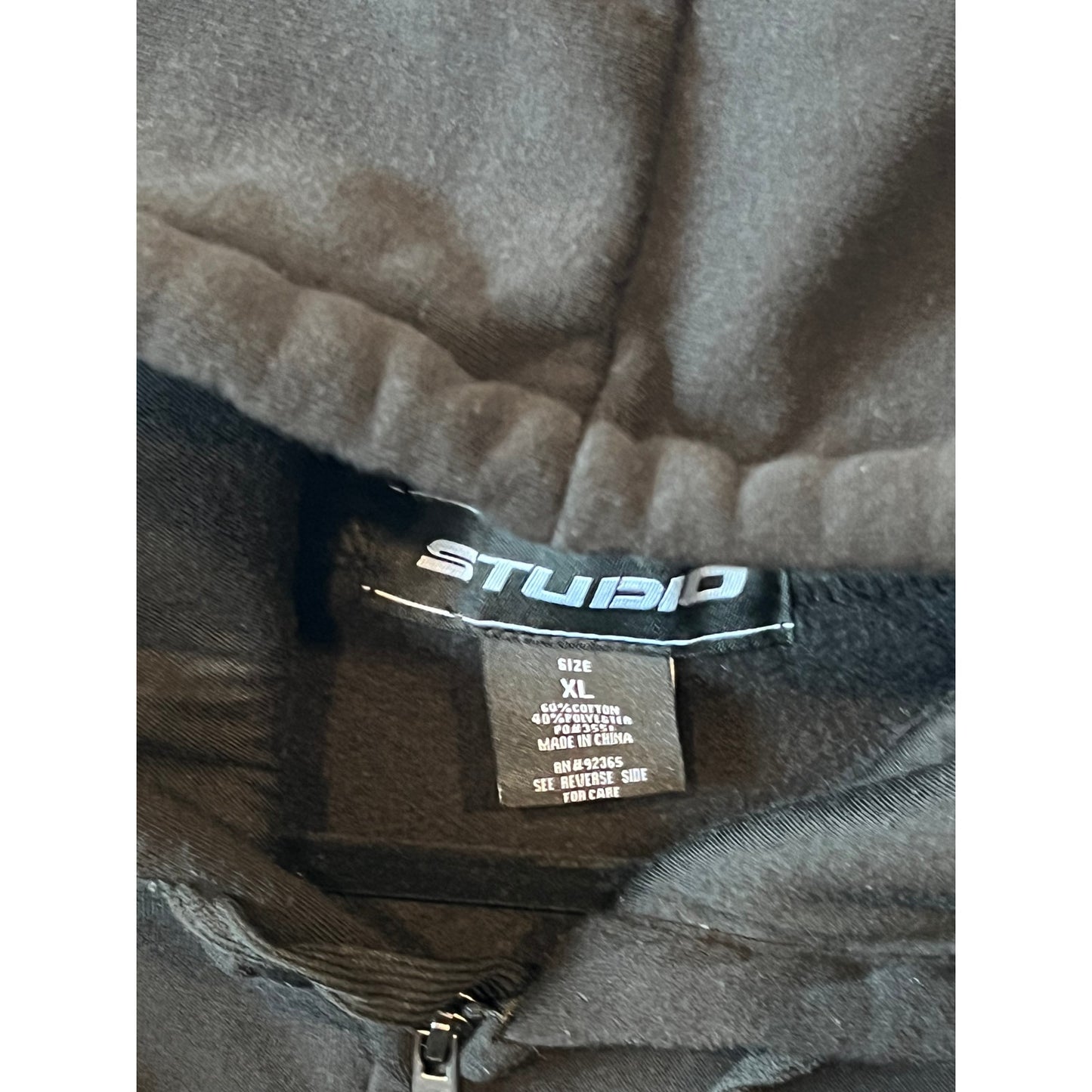 Studio Black Full Zip Hoodie Mens XL