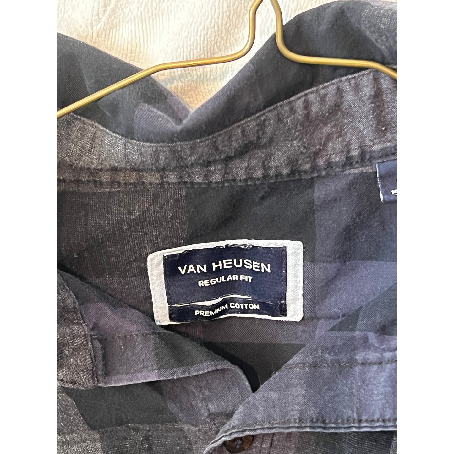 Chemise en flanelle à carreaux noire, bleue et grise Van Heusen pour homme, taille M