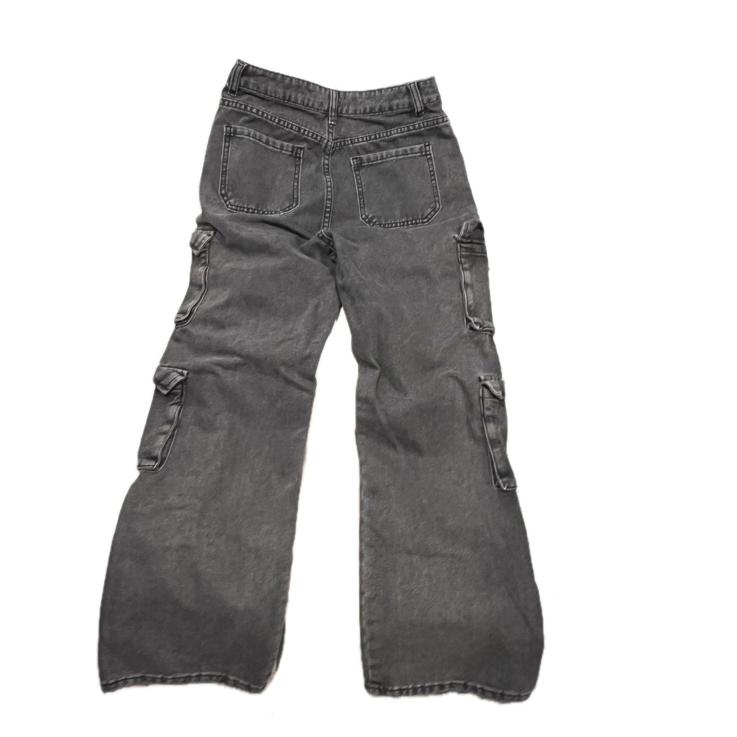 Black Distressed Cargo Baggy Jeans Sz Small 26x28