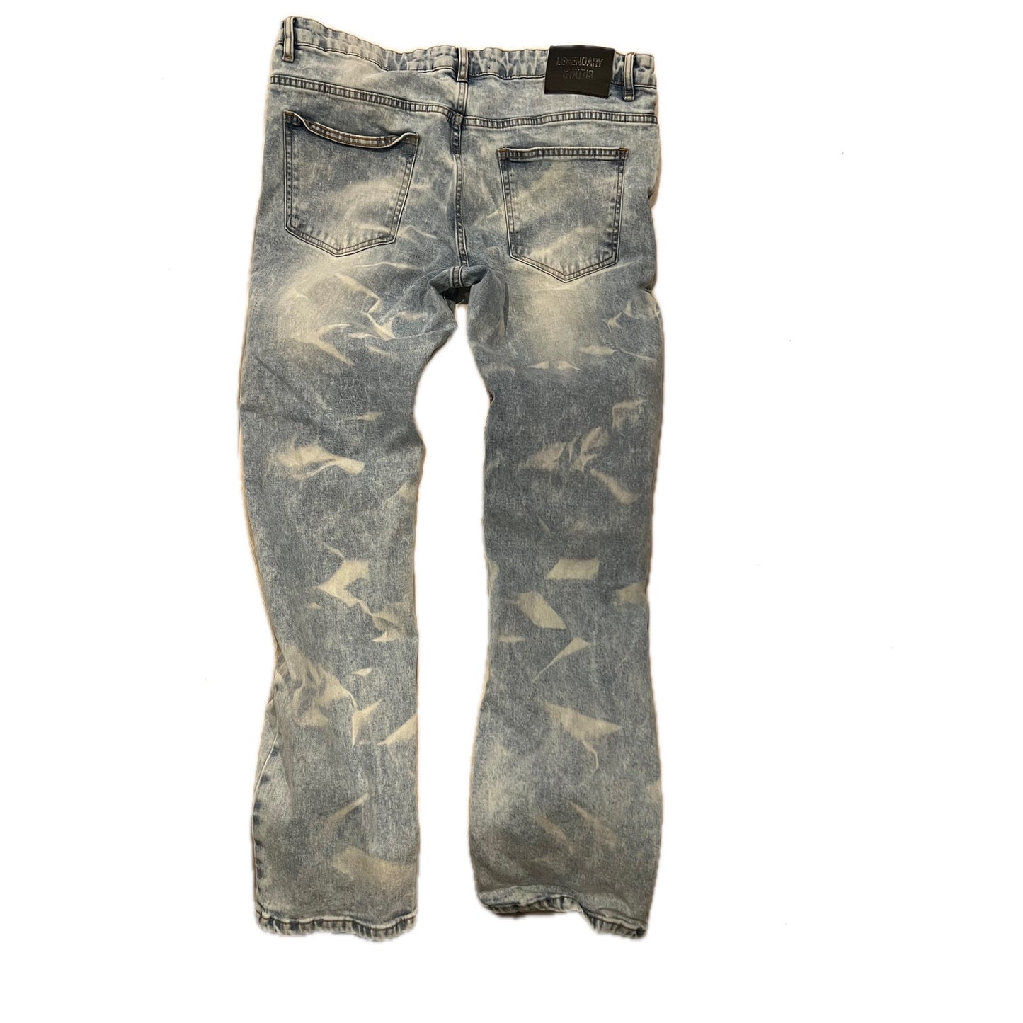 Jeans ajustados acanalados desgastados de estatus legendario para hombre 36x32