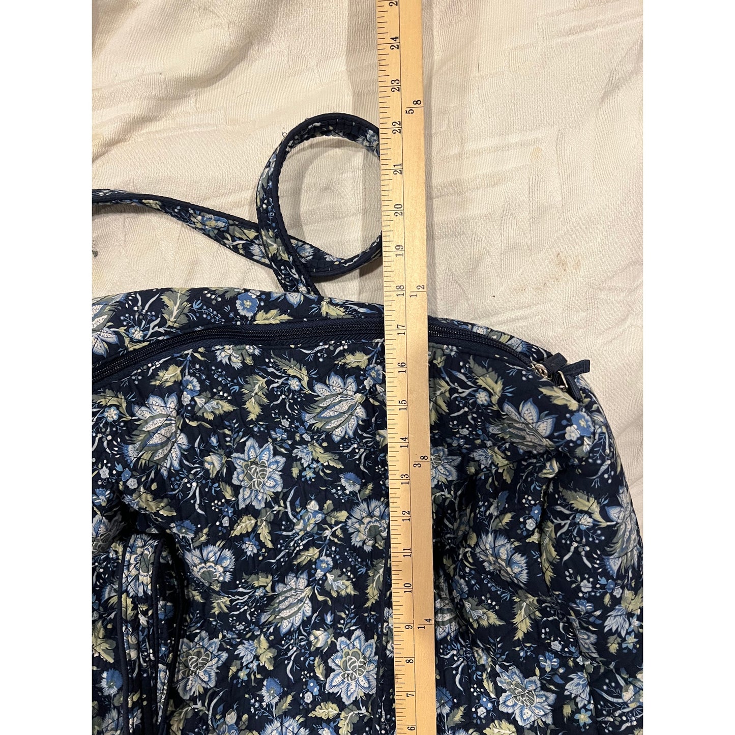 Traveland Blue Flower Print Quilted Duffel/Tote Bag 22x18x8